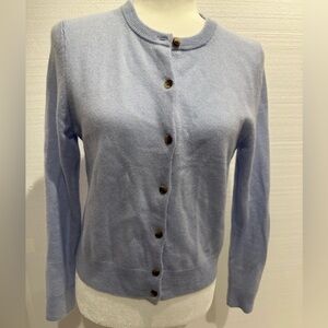 Nordstrom 100% Cashmere Baby Blue Button-Up Women's Sweater